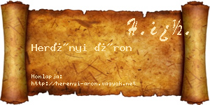 Herényi Áron névjegykártya